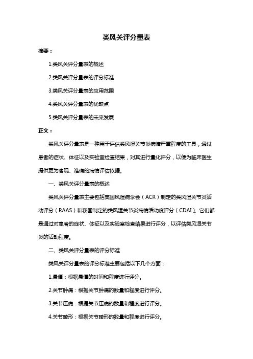 类风关评分量表