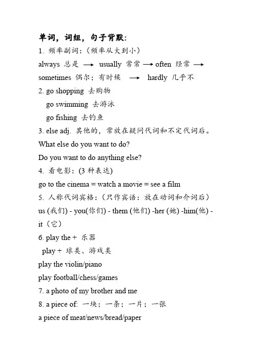 上海牛津六上unit1知识点背默2