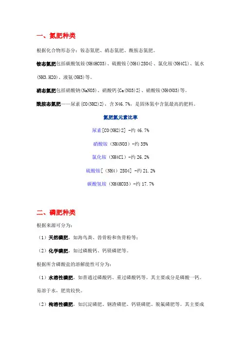 氮磷钾肥种类