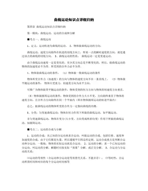 曲线运动知识点详细归纳