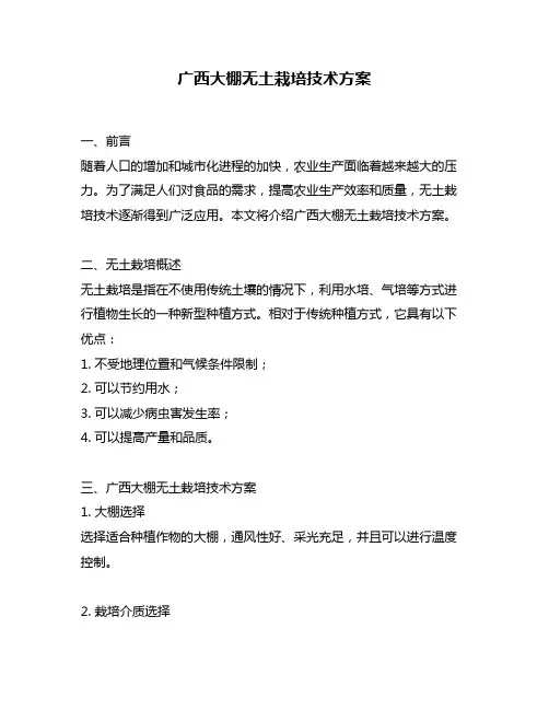 广西大棚无土栽培技术方案