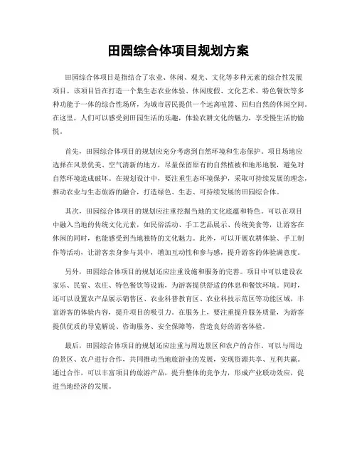 田园综合体项目规划方案