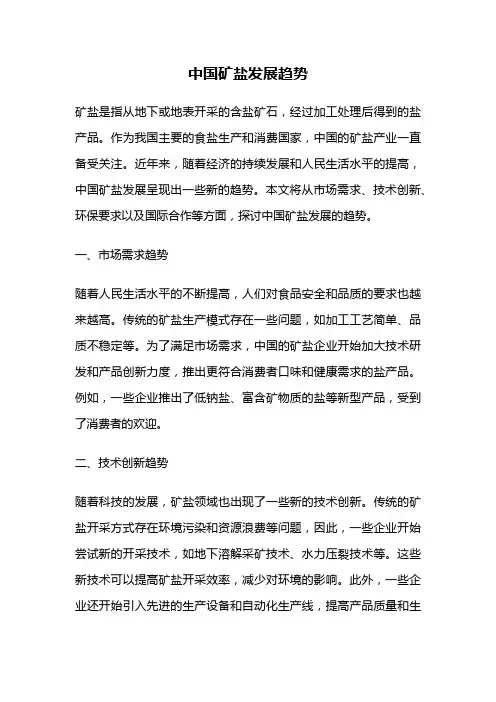 中国矿盐发展趋势