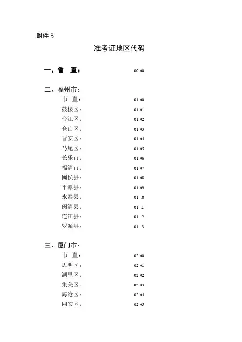准考证地区代码