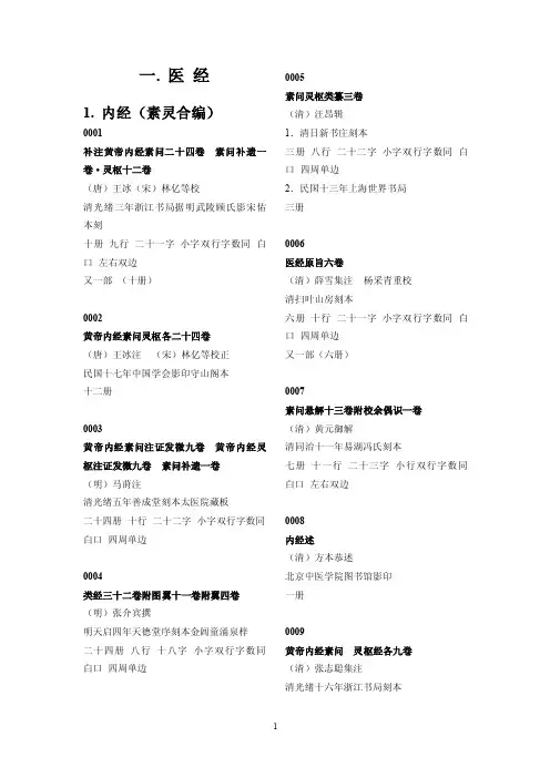 馆藏古籍目录
