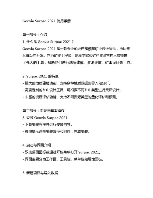geovia surpac 2021 使用手册