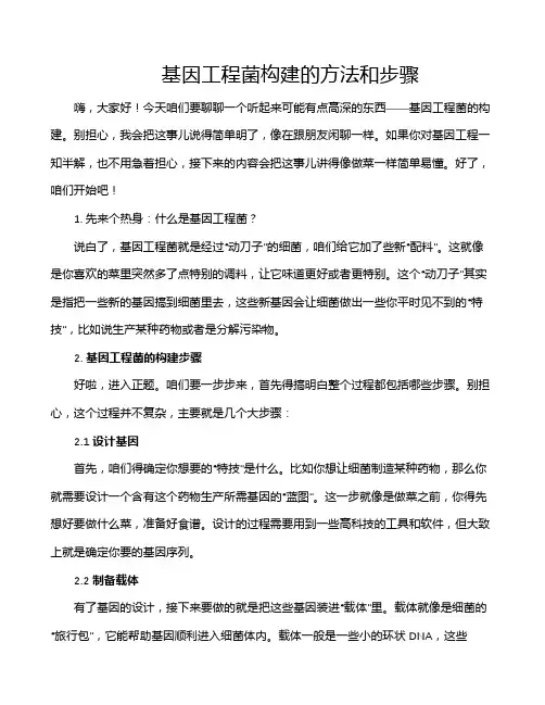基因工程菌构建的方法和步骤