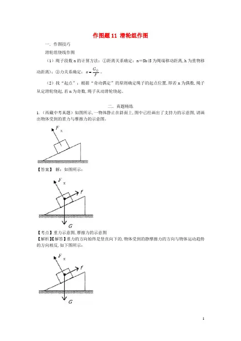 中考物理作图题精练精解作图题11滑轮组及受力分析作图含解析