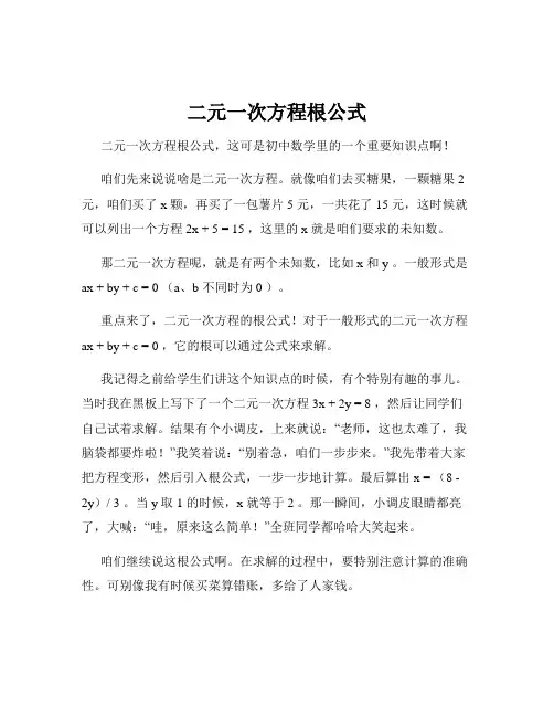 二元一次方程根公式