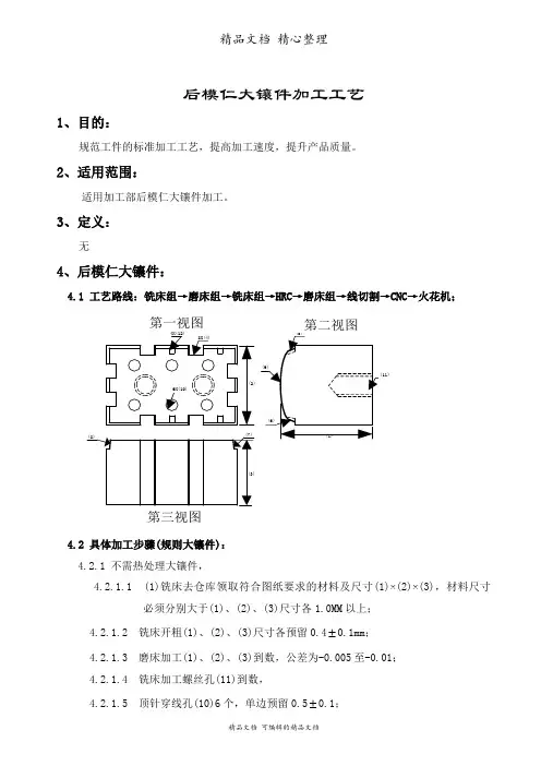 后模仁镶件加工工艺