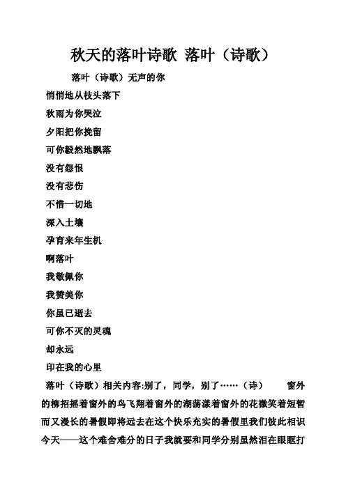 秋天的落叶诗歌落叶（诗歌）