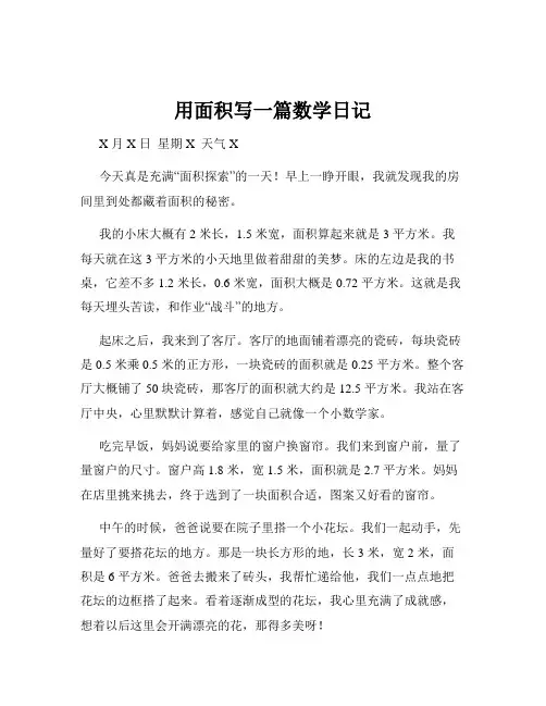 用面积写一篇数学日记