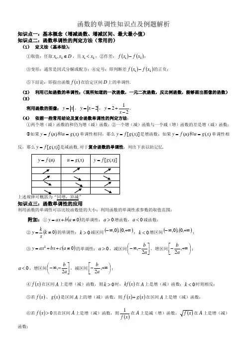 函数的单调性知识点及例题解析