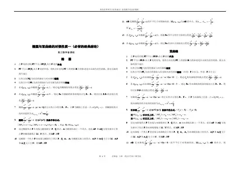 高考数学椭圆与双曲线的经典性质50条