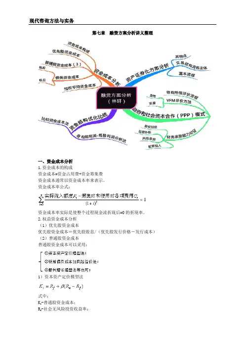 现代咨询方法与实务考试知识点冲刺整理第07章融资方案分析讲义整理