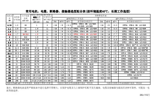 空开、电缆、接触器与电机的配合