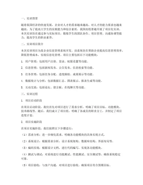 项目化实训报告