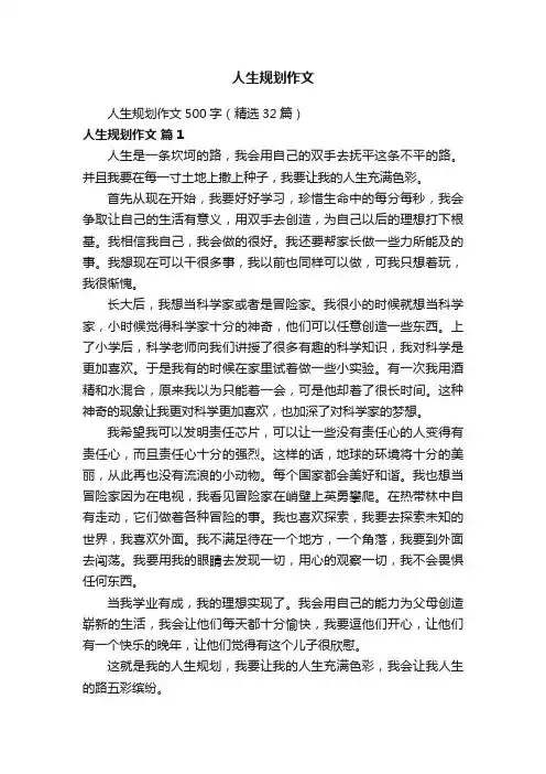 人生规划作文500字（精选32篇）