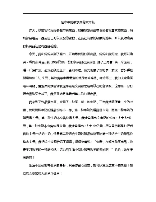 超市中的数学奥秘六年级