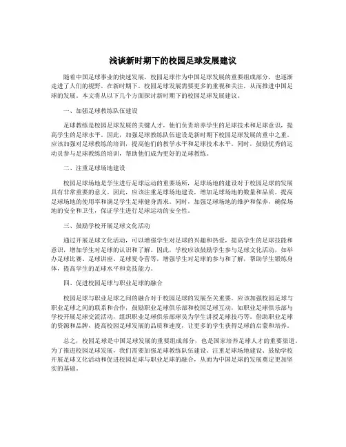 浅谈新时期下的校园足球发展建议