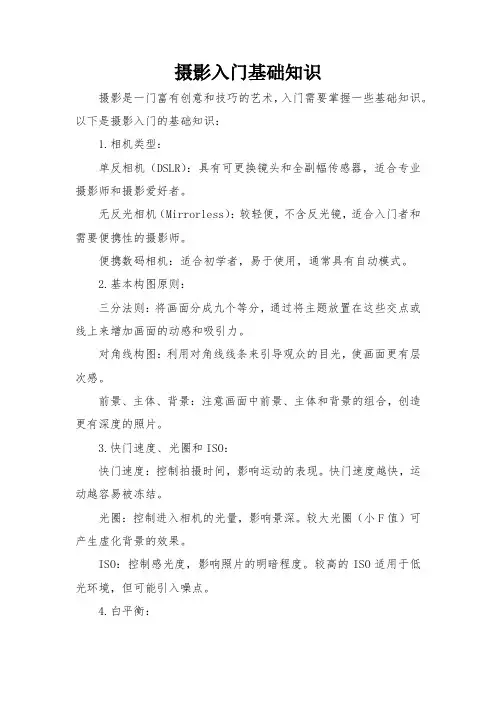 摄影入门基础知识