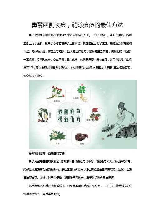 鼻翼两侧长痘,消除痘痘的最佳方法