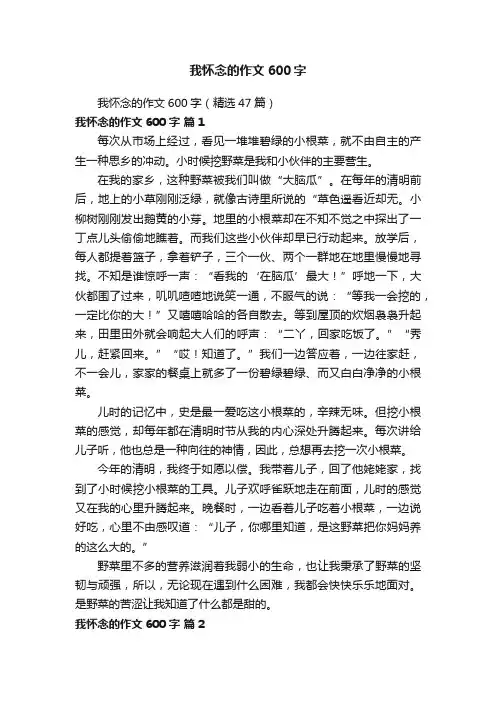 我怀念的作文600字（精选47篇）