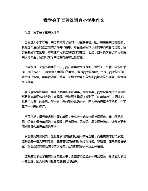 我学会了查英汉词典小学生作文