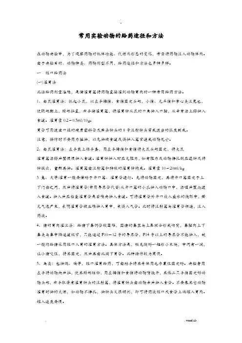 常用实验动物的给药途径和方法