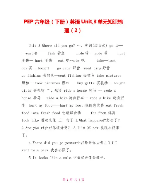 PEP六年级(下册)英语Unit,3单元知识梳理(2)