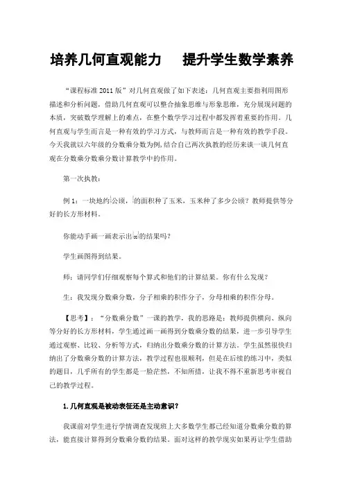 培养几何直观能力提升学生数学素养