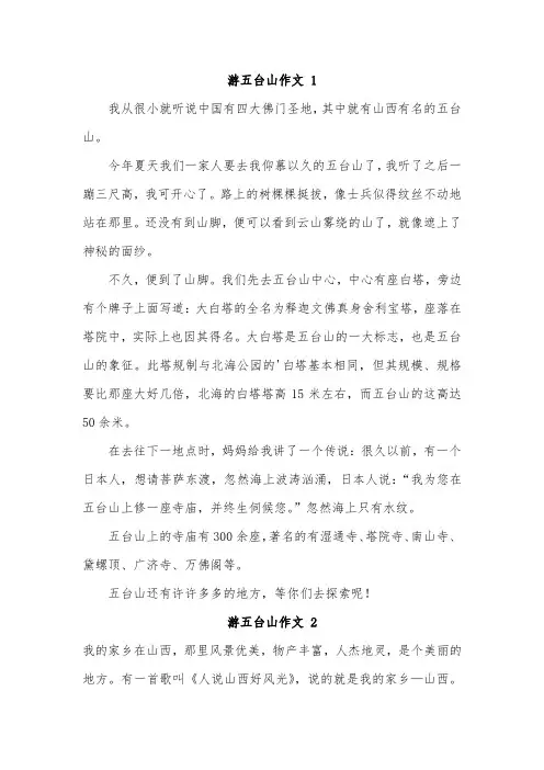五台山景区介绍300字作文
