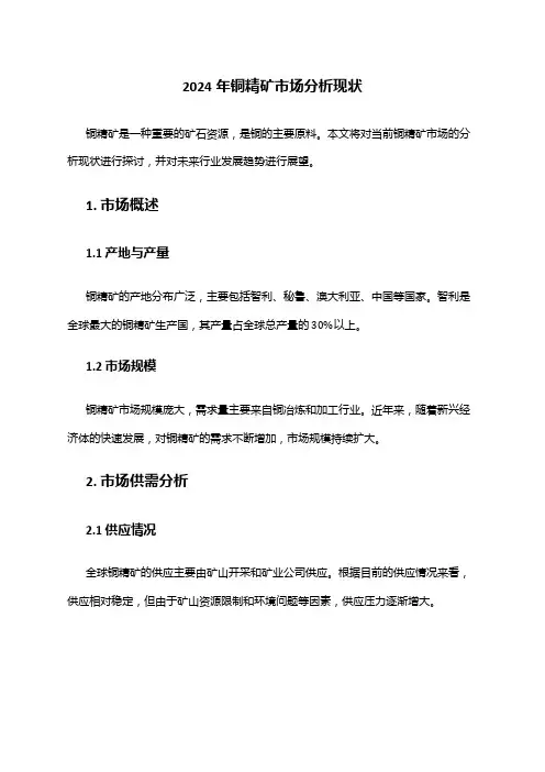 2024年铜精矿市场分析现状