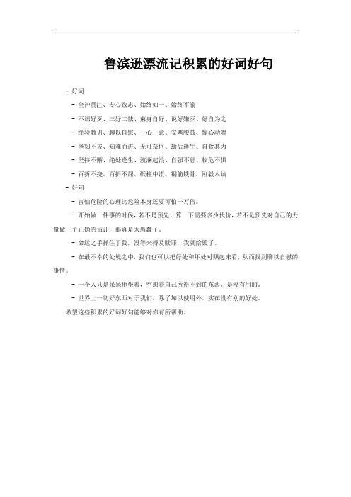 鲁滨逊漂流记积累的好词好句