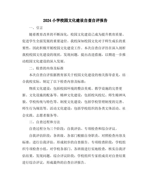 2024小学校园文化建设自查自评报告