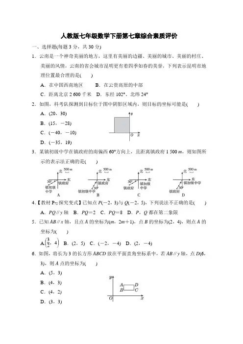 人教版七年级数学下册第七章综合素质评价 附答案