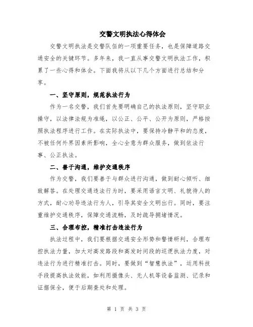 交警文明执法心得体会