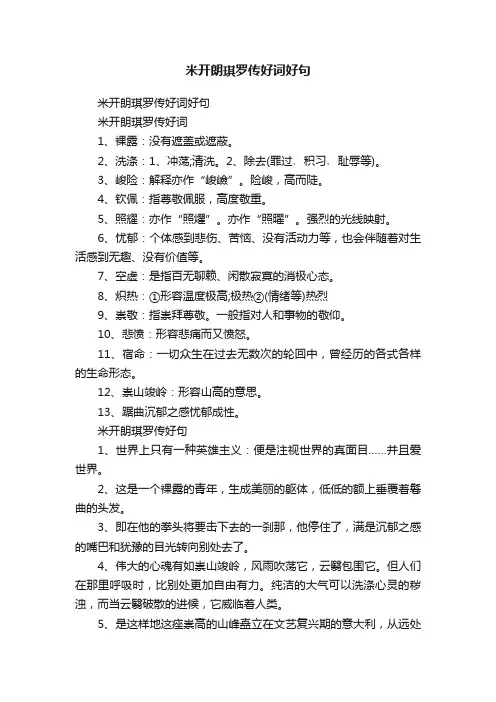 米开朗琪罗传好词好句