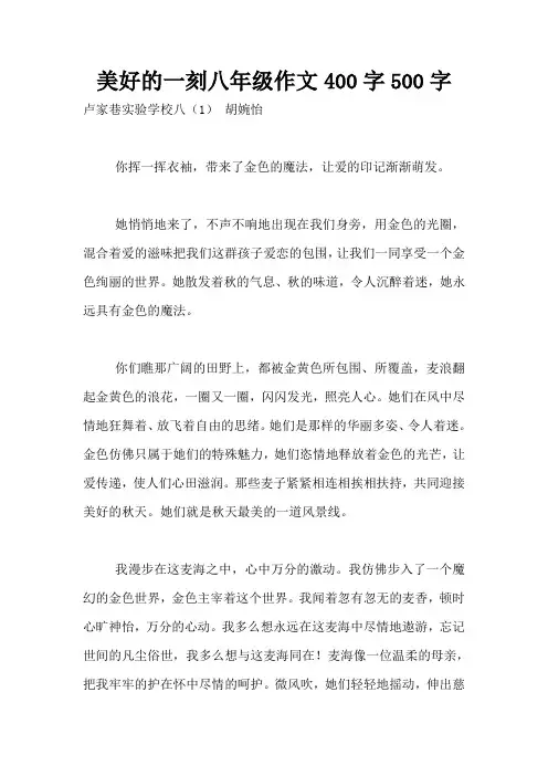 美好的一刻八年级作文400字500字