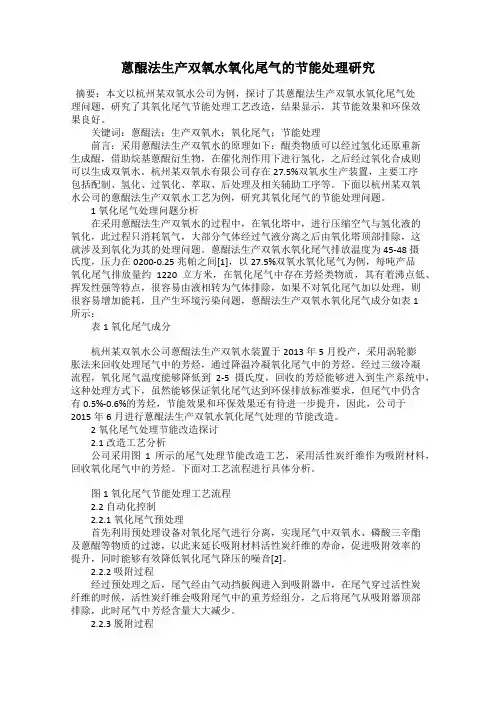 蒽醌法生产双氧水氧化尾气的节能处理研究