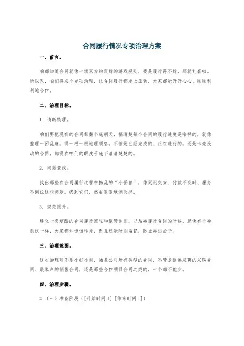合同履行情况专项治理方案