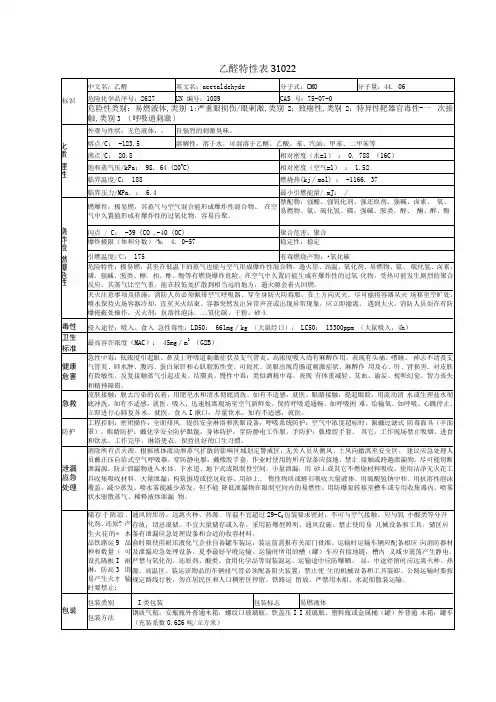 乙醛特性表31022