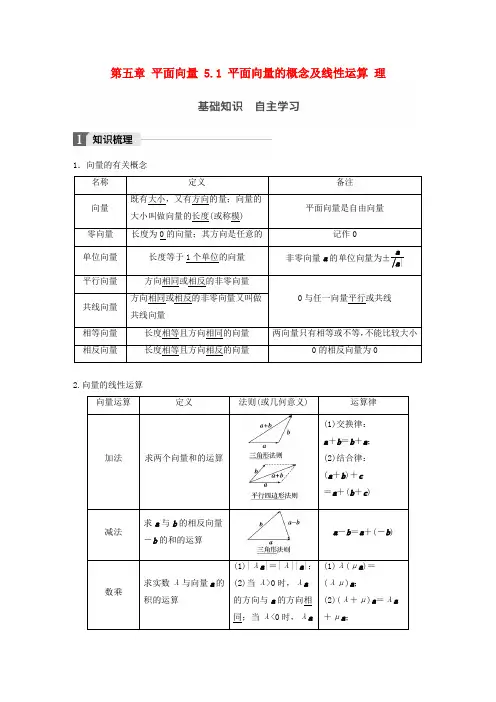 高考数学一轮复习 第五章 平面向量 5_1 平面向量的概念及线性运算 理