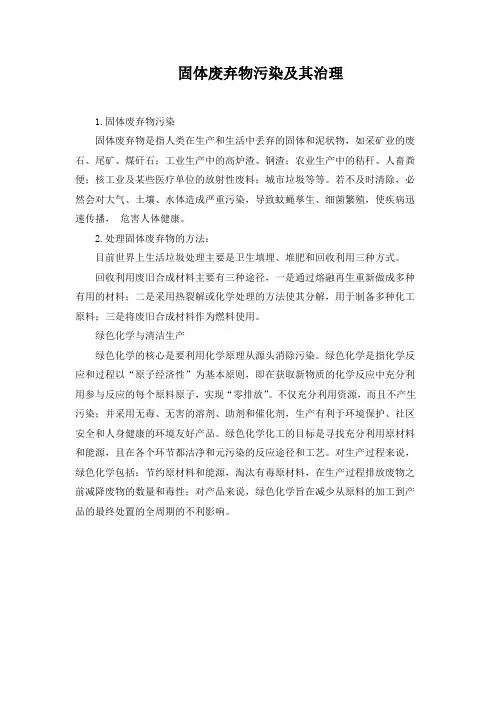 固体废弃物污染及其治理