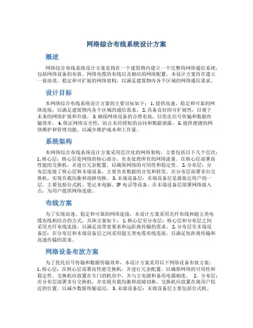 网络综合布线系统设计方案