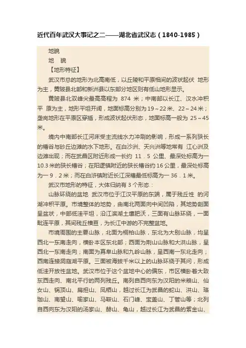 近代百年武汉大事记之二——湖北省武汉志（1840-1985）