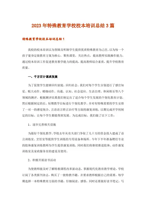 2023年特殊教育学校校本培训总结3篇