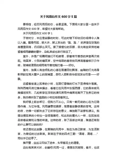 关于风雨后作文600字5篇