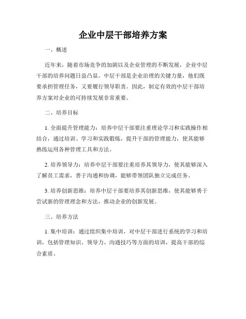 企业中层干部培养方案