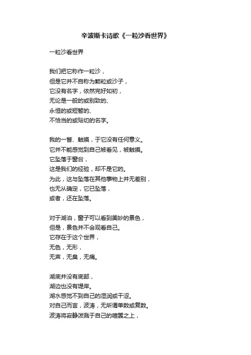 辛波斯卡诗歌《一粒沙看世界》
